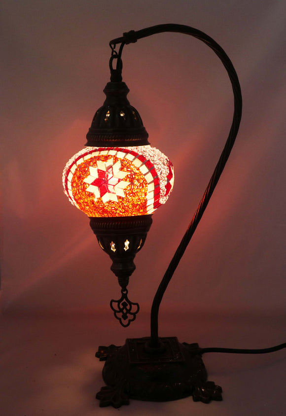 Handcrafted Mosaic Tiffany Curves/ Swan Table Lamp  015