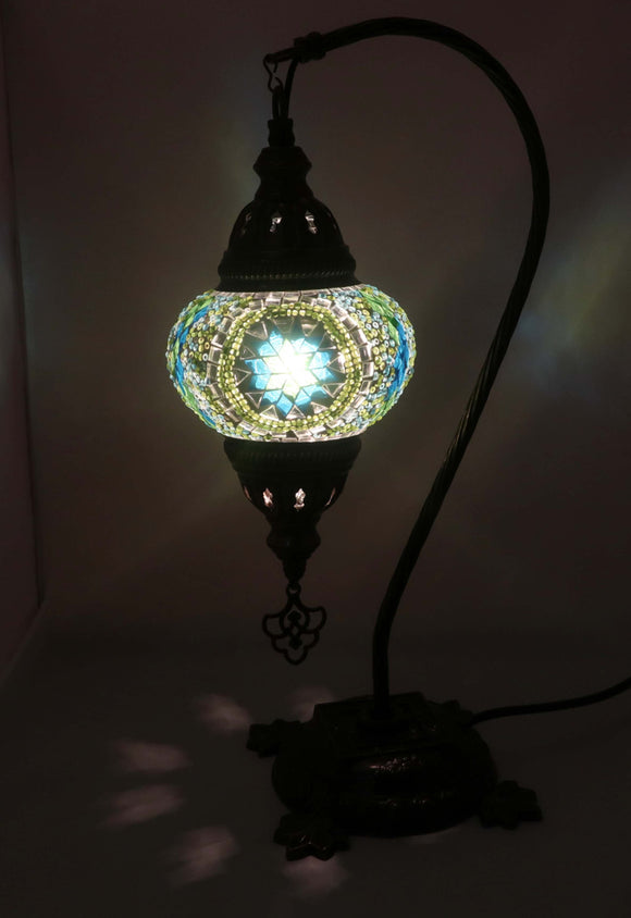 Handcrafted Mosaic Tiffany Curves/ Swan Table Lamp  027