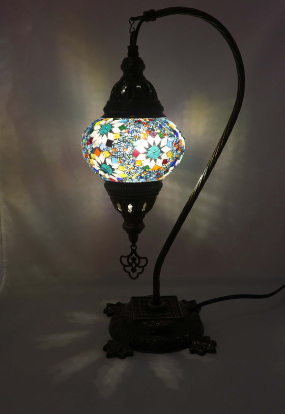Handcrafted Mosaic Tiffany Curves/ Swan Table Lamp  068