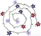 Burgundy,Lilac and Purple beaded OYA flower lariat necklace with White Beads