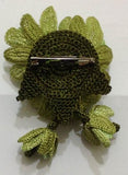 GREEN Hand Crocheted Brooch - Flower Pin- Unique Turkish Lace - Brooches Jewelry - Fabric Flower Brooch