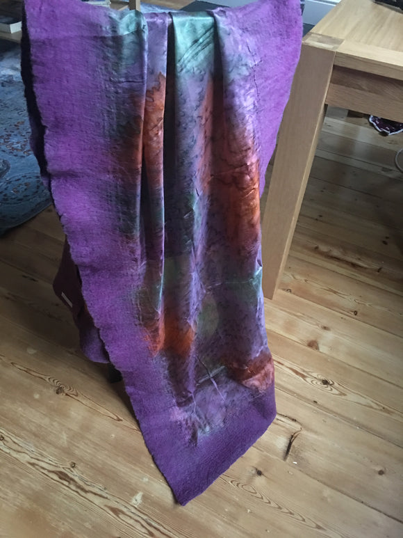 Handmade Purple Felt & Silk Large Scarves