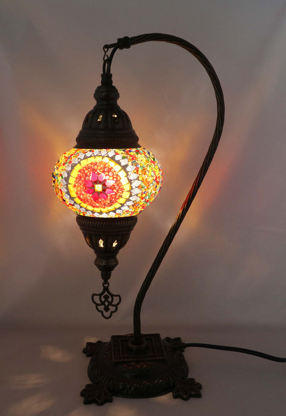 Handcrafted Mosaic Tiffany Curves/ Swan Table Lamp  031