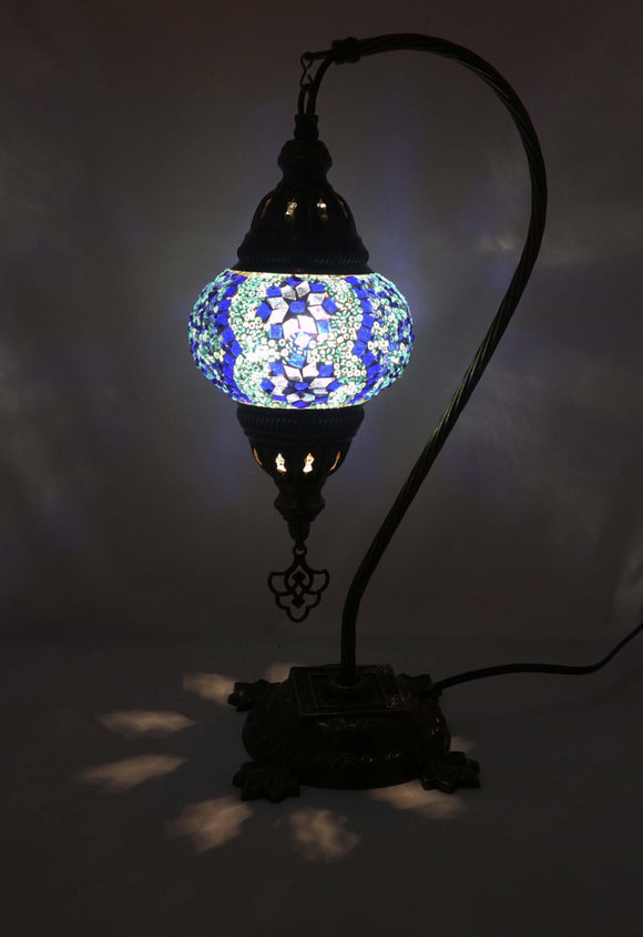 Handcrafted Mosaic Tiffany Curves/ Swan Table Lamp  048