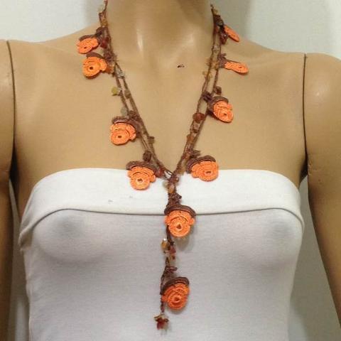 Orange and Brown Rose with Agate Stone