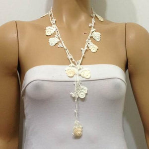 White Shades with Beads - White Rose