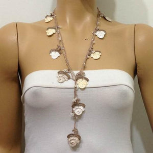 Brown and Cream Rose with Beads