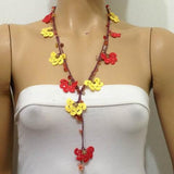 Pomegranate Yellow Crochet Necklace