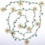 Beige OYA Flower Lariat Necklace with purplish black beads