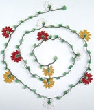 Burgundy,Yellow and White Crochet beaded flower lariat necklace with Jade Stones