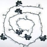 Black and White Crochet Lariat with Freshwater Pearls - Elegant necklace Pearl Jewelry