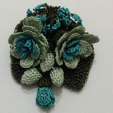Teal Green Hand Crocheted Brooch - Flower Pin- Unique Turkish Lace - Brooches Jewelry - Fabric Flower Brooch
