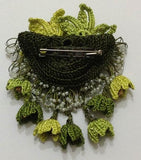 GREEN Hand Crochet Brooch - Flower Pin- Gift for Mom - Gift for Mother - Gift for Her - Unique Lace Brooches Jewelry - Fabric Flower Brooch