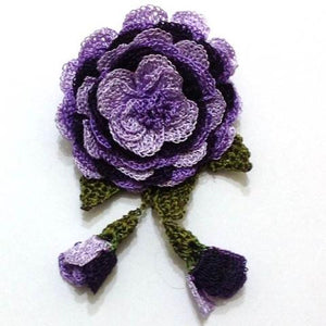 Lilac and Purple Hand Crocheted Brooch - Flower Pin- Unique Turkish Lace - Brooches Jewelry - Fabric Flower Brooch