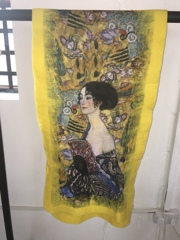 Felt Large Scarves Lady with Fan (Klimt)